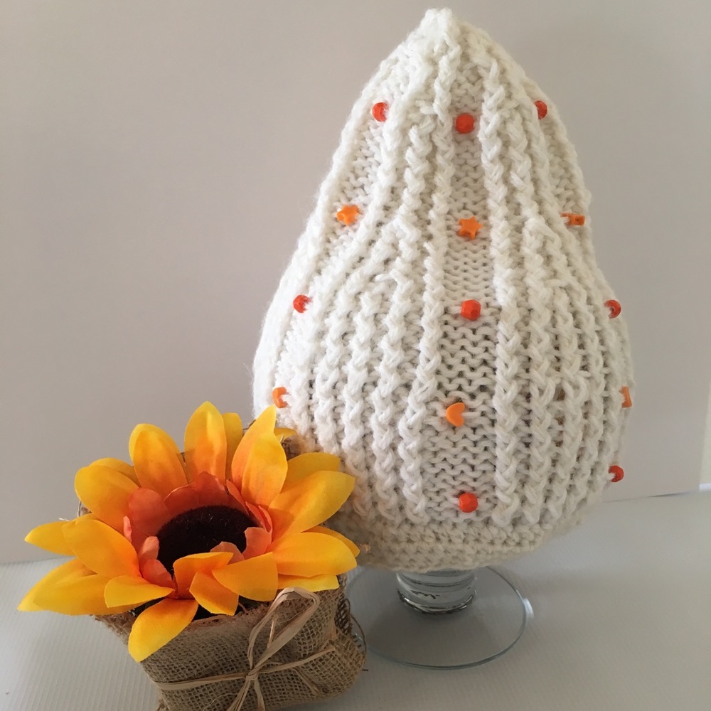 Handmade beanie, hat with beads